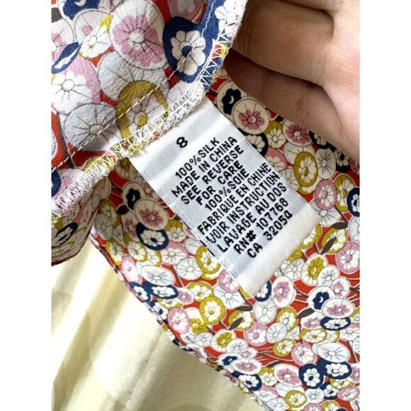 Anthropologie Sine Sleeveless 100% Silk Floral Top Sz 8 EUC / bright / office - Picture 4 of 9
